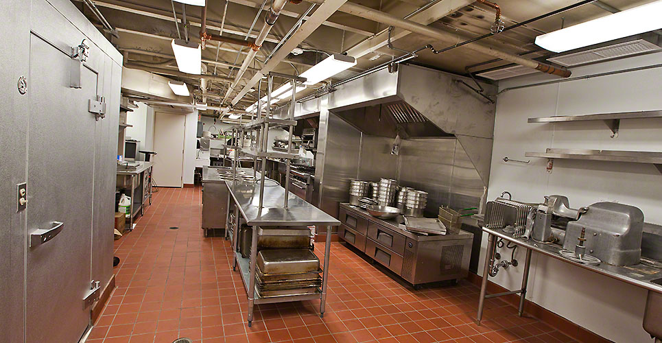 A large commercial kitchen in a restaurant